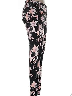 Victoria Secrets Floral Print Slim Leg Pants - Pink on Black